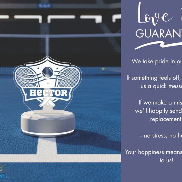 Tennis LED Night Light – Personalized Sports Decor - Picture 6 of 8